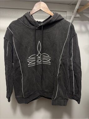 Lucky & Blessed Black Hoodie with White Stitching